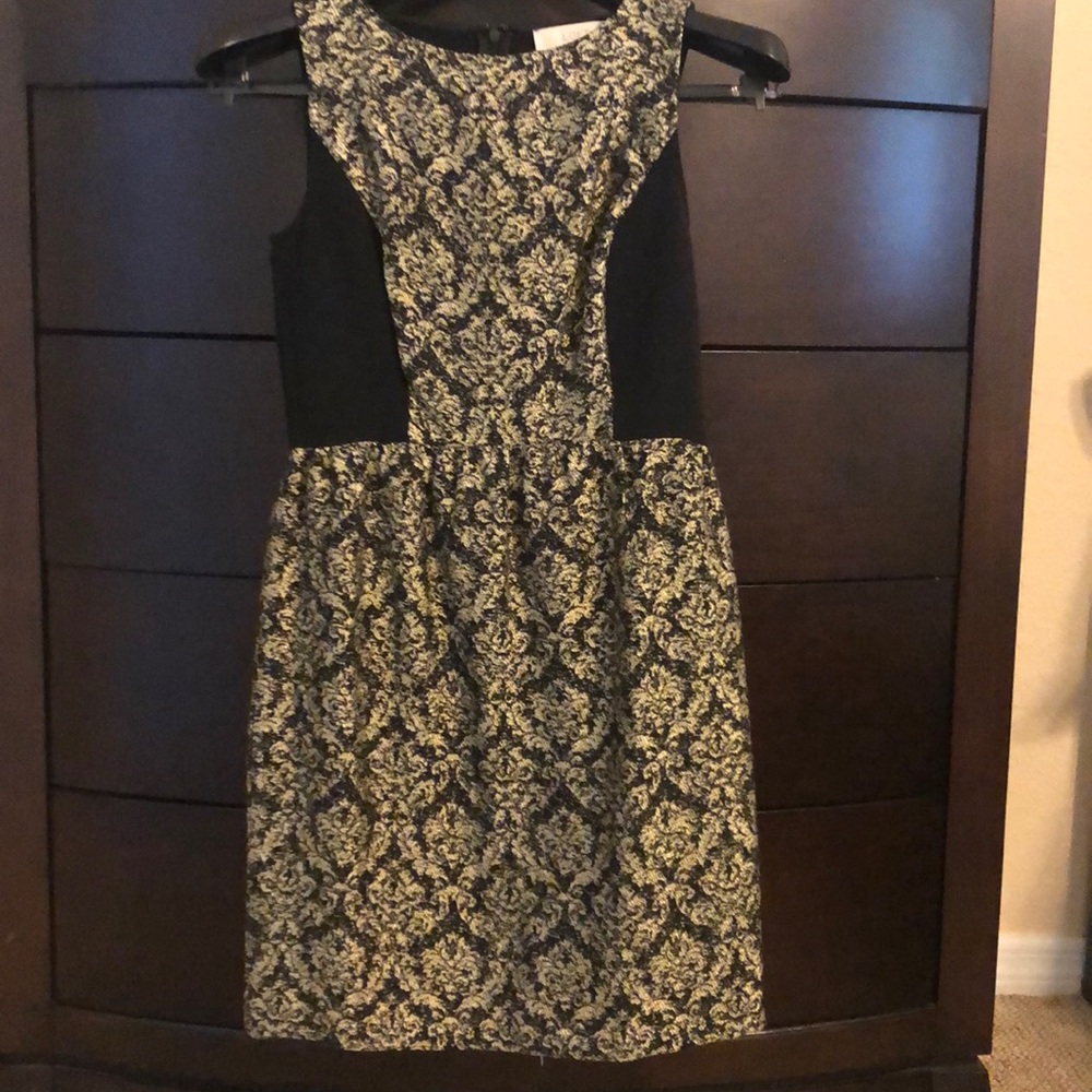 ⭐️ LOFT Black and Gold Brocade Sheath Dress